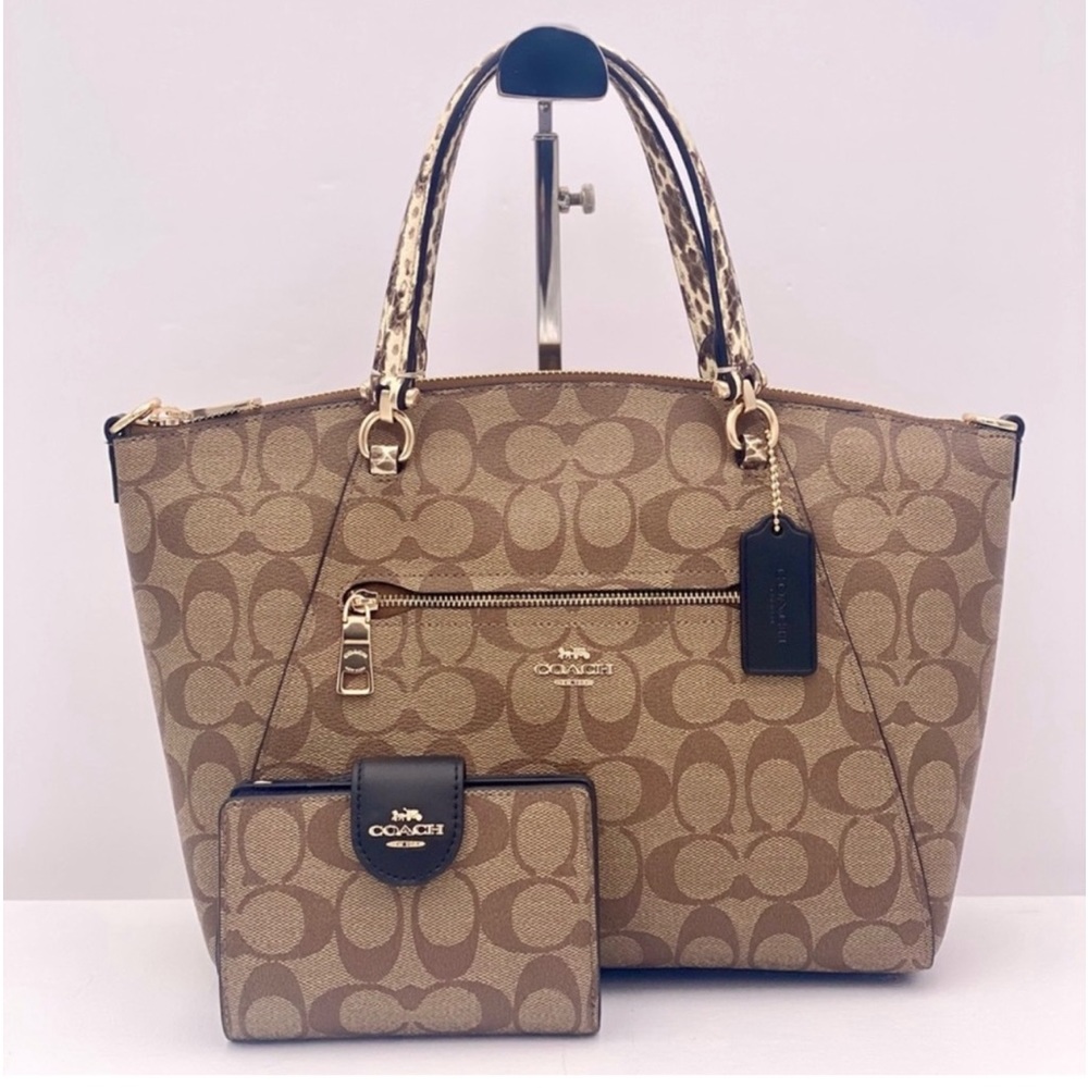 Coach tote brown bag and wallet set